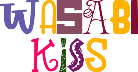 Wasabi Kiss Hand Lettering Illustration for Packaging, Logo, Infographic, Stationery