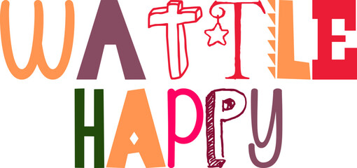 Wattle Happy Typography Illustration for Icon, Logo, Newsletter, Decal