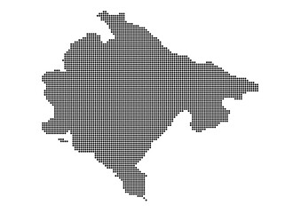 An abstract representation of Montenegro,Montenegro map made using a mosaic of black dots. Illlustration suitable for digital editing and large size prints. 