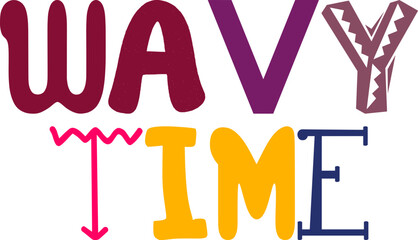 Wavy Time Typography Illustration for Logo, Gift Card, Newsletter, Sticker 