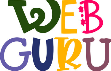 Web Guru Hand Lettering Illustration for Magazine, Mug Design, Postcard , Gift Card