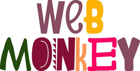 Web Monkey Hand Lettering Illustration for Magazine, Icon, Gift Card, Label
