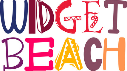 Widget Beach Hand Lettering Illustration for Mug Design, Brochure, Flyer, Presentation 