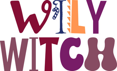 Wily Witch Calligraphy Illustration for Presentation , Packaging, Stationery, Bookmark 