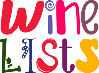 Wine Lists Typography Illustration for Stationery, T-Shirt Design, Bookmark , Banner