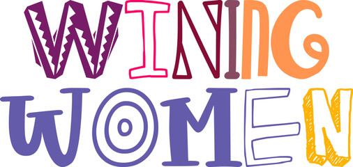 Wining Women Calligraphy Illustration for Icon, T-Shirt Design, Logo, Postcard 