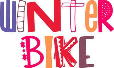 Winter Bike Typography Illustration for Newsletter, Mug Design, Brochure, Decal