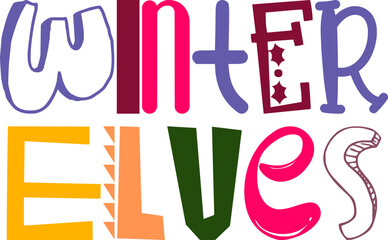 Winter Elves Calligraphy Illustration for Stationery, Brochure, Magazine, Gift Card