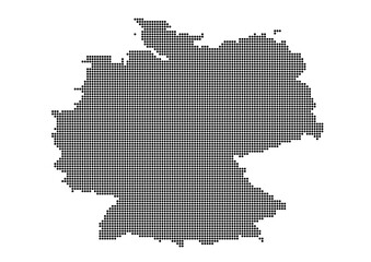 An abstract representation of Germany,Germany map made using a mosaic of black dots. Illlustration suitable for digital editing and large size prints. 