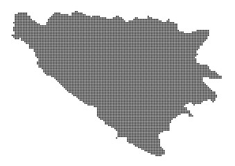 An abstract representation of Bosnia and Herzegovina,Bosnia and Herzegovina map made using a mosaic of black dots. Illlustration suitable for digital editing and large size prints. 