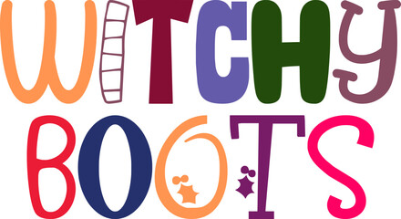 Witchy Boots Calligraphy Illustration for Infographic, Icon, Book Cover, Postcard 