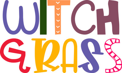 Witch Grass Typography Illustration for Social Media Post, Newsletter, Label, Presentation 