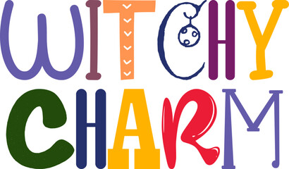 Witchy Charm Typography Illustration for Gift Card, Icon, Bookmark , Infographic
