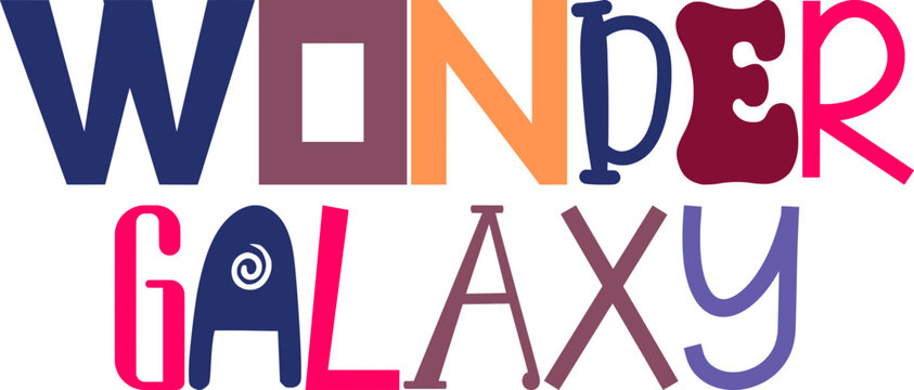 Wonder Galaxy Typography Illustration for Book Cover, Bookmark , Poster, Label