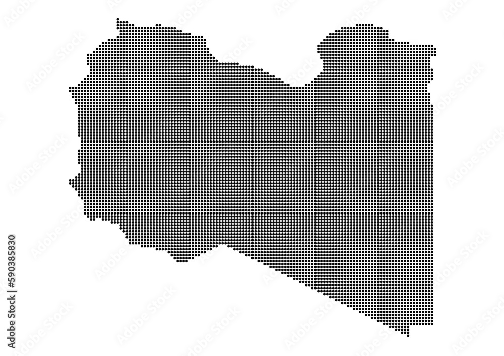 Wall mural An abstract representation of Libya,Libya map made using a mosaic of black dots. Illlustration suitable for digital editing and large size prints. 