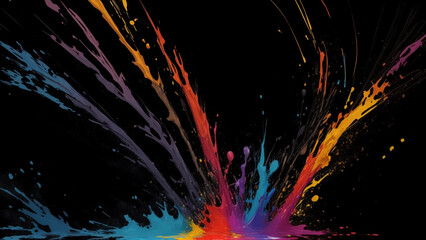 カラフル　絵具　スプラッシュ　黒背景　ペイント　ペンキ