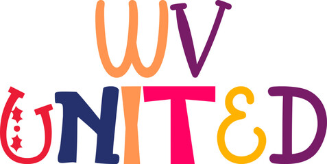Wv United Hand Lettering Illustration for Logo, Flyer, Icon, Postcard 