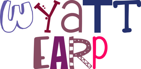 Wyatt Earp Calligraphy Illustration for Packaging, Infographic, Sticker , Mug Design