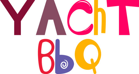 Yacht Bbq Calligraphy Illustration for Presentation , Newsletter, Logo, Flyer