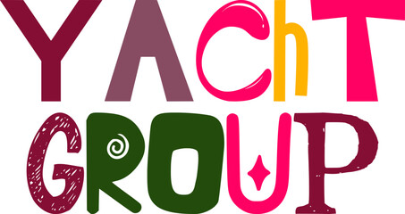 Yacht Group Calligraphy Illustration for Mug Design, Gift Card, Decal, Logo