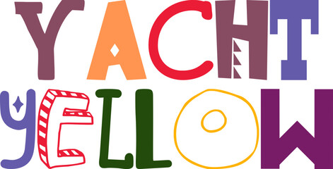 Yacht Yellow Calligraphy Illustration for Newsletter, Motion Graphics, Banner, Bookmark 