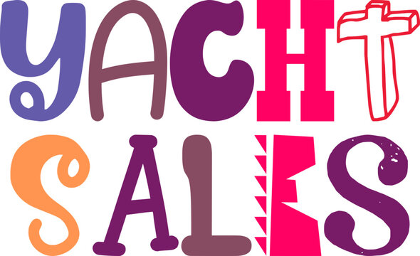 Yacht Sales Typography Illustration for Packaging, Newsletter, Icon, Sticker  - Powered by Adobe