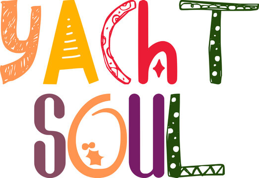 Yacht Soul Typography Illustration for Bookmark , Stationery, Icon, T-Shirt Design