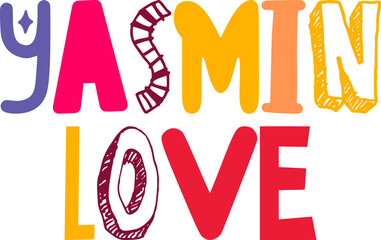 Yasmin Love Typography Illustration for Presentation , Brochure, Packaging, Label