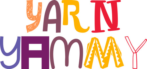 Yarn Yammy Calligraphy Illustration for Packaging, Stationery, Infographic, Decal