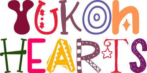 Yukon Hearts Hand Lettering Illustration for Bookmark , Label, Presentation , Sticker 