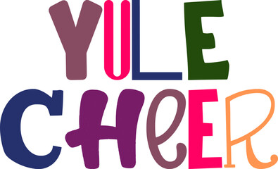 Yule Cheer Calligraphy Illustration for Newsletter, Logo, Banner, Bookmark 