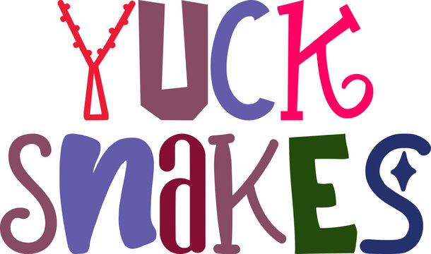 Yuck Snakes Hand Lettering Illustration for Bookmark , Brochure, Social Media Post, Presentation 