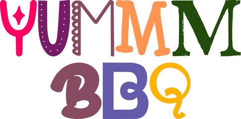 Yummm Bbq Typography Illustration for Banner, Label, Book Cover, Motion Graphics