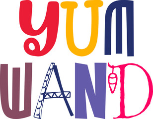 Yum Wand Calligraphy Illustration for Label, Magazine, Stationery, Motion Graphics