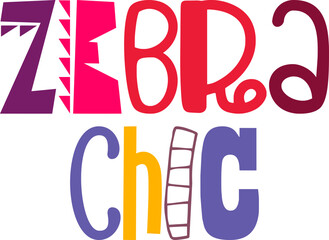 Zebra Chic Hand Lettering Illustration for Magazine, Packaging, Infographic, Postcard 