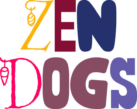 Zen Dogs Typography Illustration for Poster, Mug Design, Sticker , Motion Graphics
