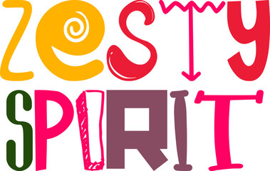 Zesty Spirit Hand Lettering Illustration for Brochure, Decal, Newsletter, Logo