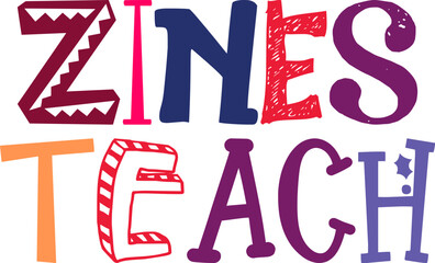 Zines Teach Typography Illustration for Banner, Poster, Gift Card, Packaging