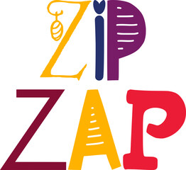 Zip Zap Calligraphy Illustration for Packaging, T-Shirt Design, Brochure, Sticker 