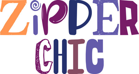 Zipper Chic Calligraphy Illustration for Icon, Magazine, Decal, Stationery