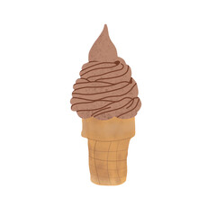 chocolate ice cream ilustration gouache style
