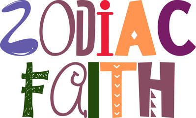 Zodiac Faith Calligraphy Illustration for Bookmark , Book Cover, Infographic, Poster