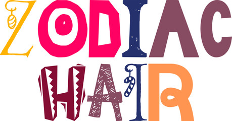 Zodiac Hair Typography Illustration for Banner, Motion Graphics, Infographic, Book Cover