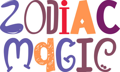 Zodiac Magic Typography Illustration for Motion Graphics, Magazine, Bookmark , Brochure