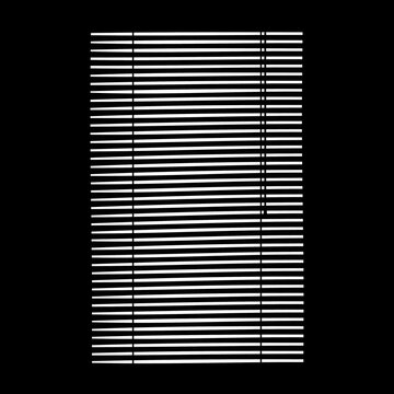 Silhouette of one section blinds on black. Gobo mask for light source.
