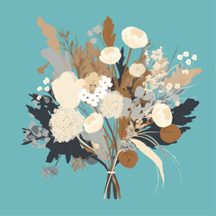 ドライフラワーのブーケのベクター素材
