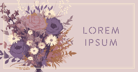 ドライフラワーのブーケのベクタータイトル素材