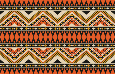 Ikat geometric folklore ornament. Tribal ethnic vector texture. Seamless striped pattern in Aztec style. Figure tribal embroidery. Indian, Scandinavian, Gypsy, Mexican, folk pattern. Boho chic design.