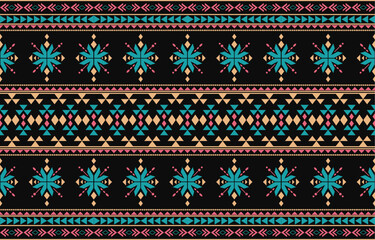 Ikat geometric folklore ornament. Tribal ethnic vector texture. Seamless striped pattern in Aztec style. Figure tribal embroidery. Indian, Scandinavian, Gypsy, Mexican, folk pattern. Boho chic design.