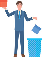 いらないものをを捨てるビジネスマン